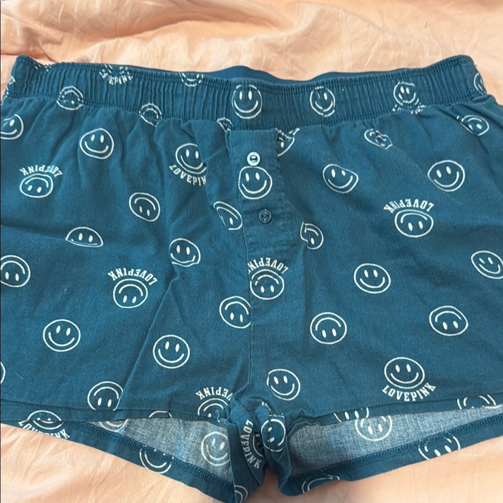 PINK Victoria's Secret Teal Smiley Shorts